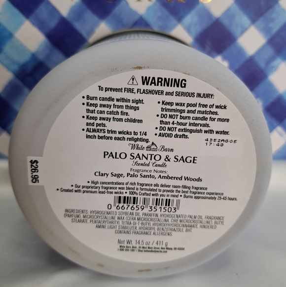White Barn Palo Santo & Sage Candle - Cream - Picture 7 of 10
